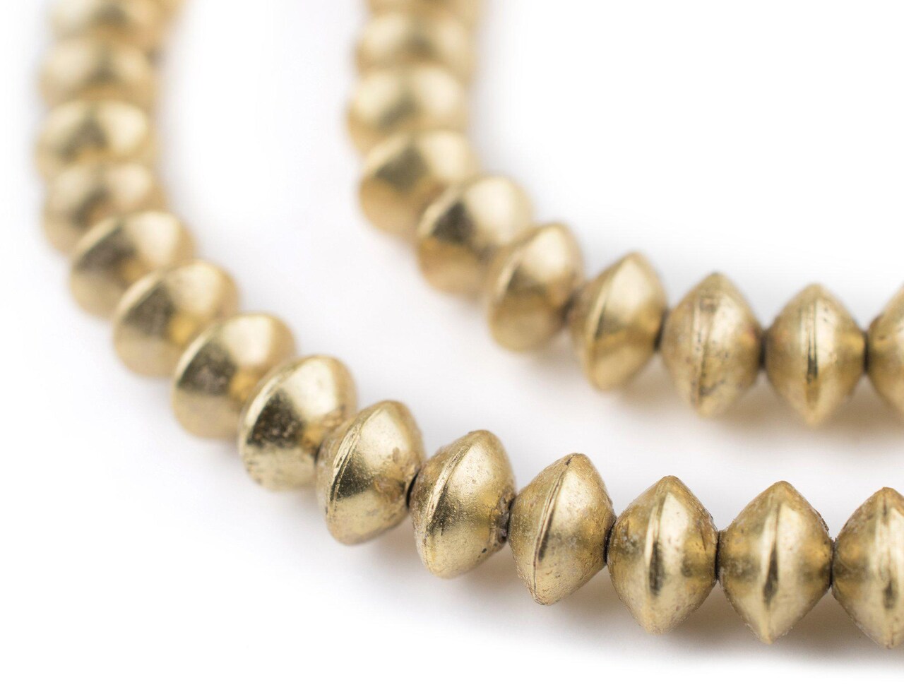 The Bead Chest Ethiopian Brass Saucer Beads, Large Hollow Handmade Bicone Lightweight Crafts Supplies for Jewelry Making (8mm)
